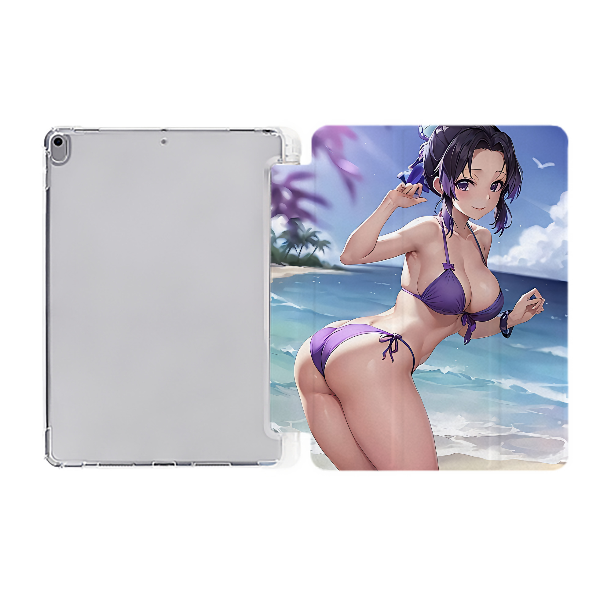 （画像用） 鬼滅の刃（きめつのやいば）蟲柱-胡蝶 しのぶ／こちょう しのぶ Kochou Shinobu IPad ケース ペン収納付き 三つ折りスタンド PUレザー×シリコン 対応機種9.5/10.5/10.9インチ